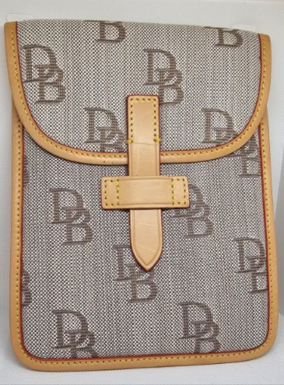 DOONEY & BOURKE MONOGRAM IPAD/ TABLET  Pouch with Tan Leather Trim
